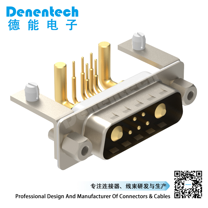 Denentech High quality 7W2 high power DB connector male right angle DIP with bracket waterproof power connector d-sub connector